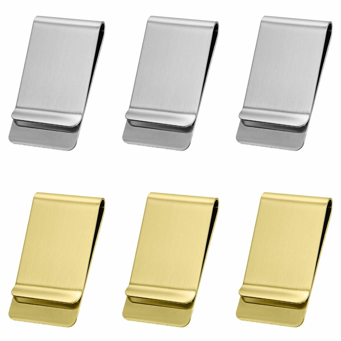 Qianyu Slim Money Clip 6 Pack Stainless Steel Cash Card Holder Gold Silver