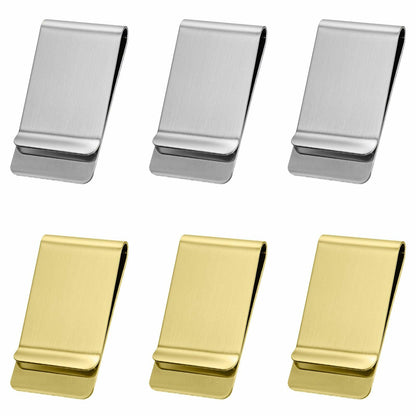 Qianyu Slim Money Clip 6 Pack Stainless Steel Cash Card Holder Gold Silver