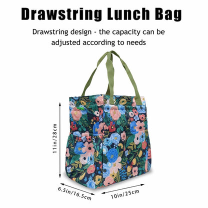 Insulated Lunch Bag for Women Drawstring Reusable Work Office Large Box