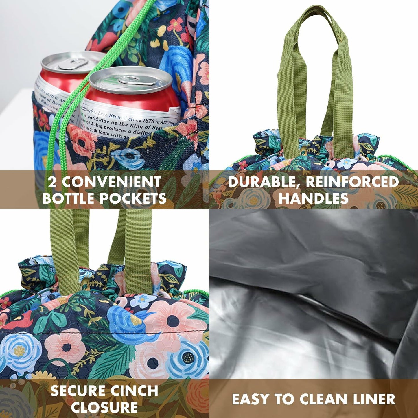 Insulated Lunch Bag for Women Drawstring Reusable Work Office Large Box
