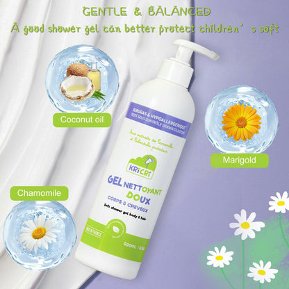 Kricri 2-in-1 Kids Body Wash & Shampoo Hypoallergenic 16.9oz