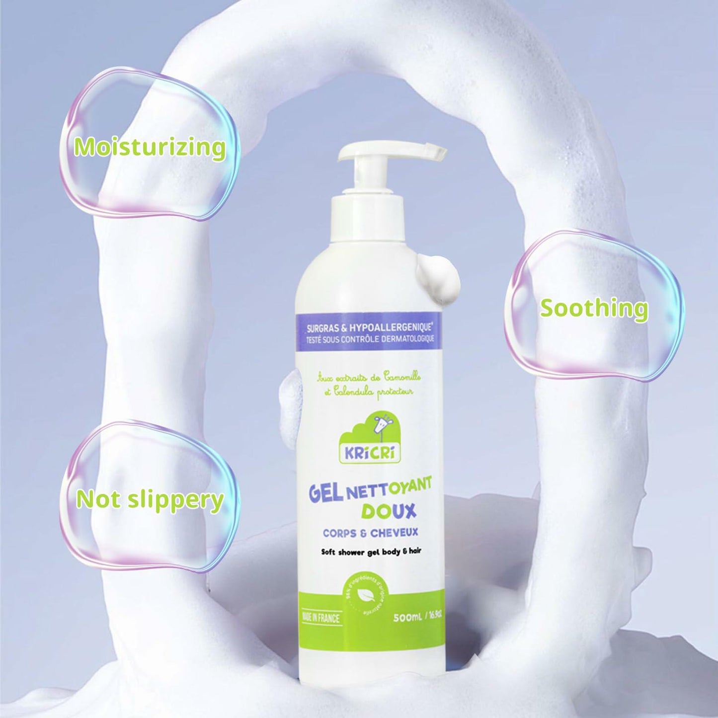 Kricri 2-in-1 Kids Body Wash & Shampoo Hypoallergenic 16.9oz