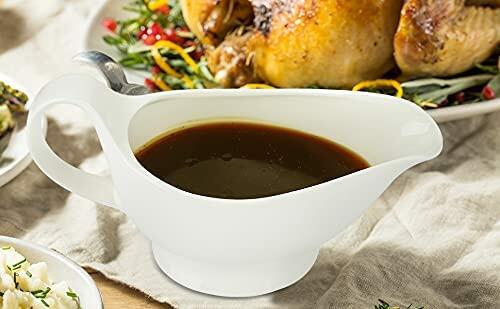Nucookery Large 17 Oz Porcelain Gravy Boat with Warmer White