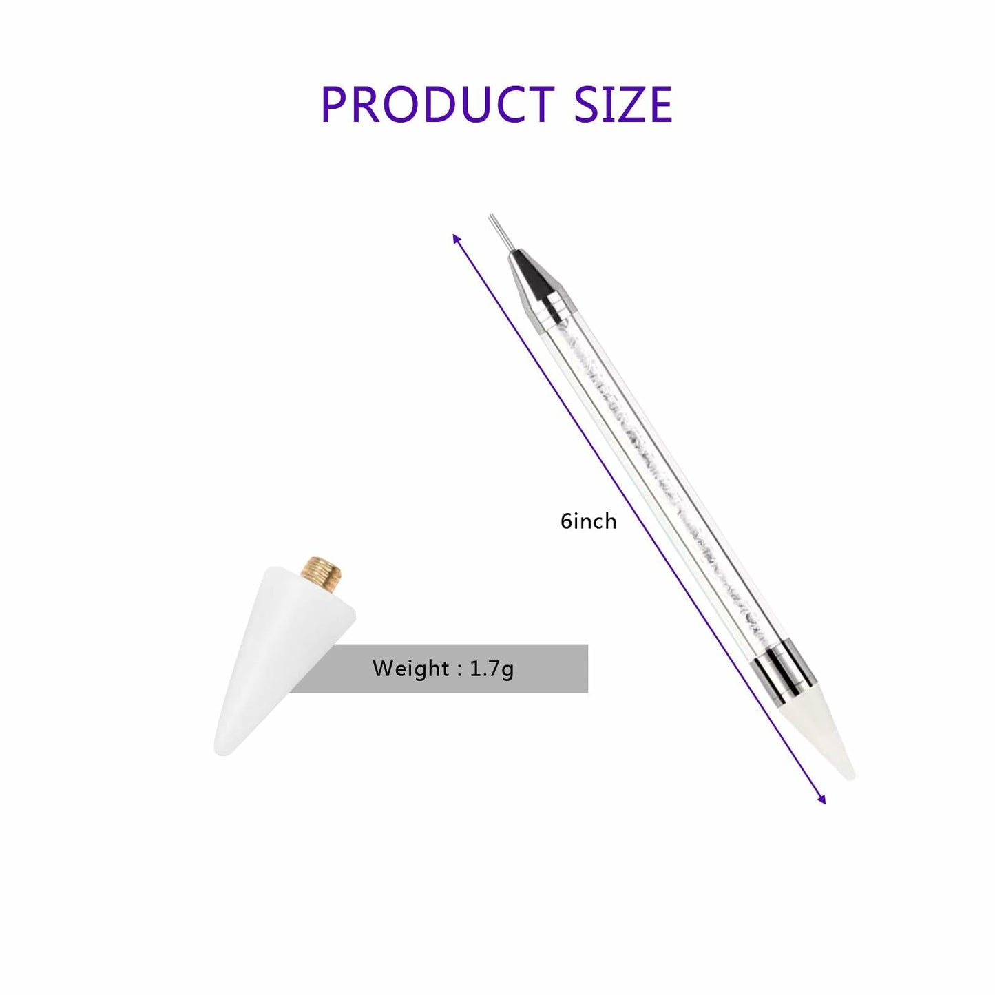 5PCS Rhinestone Picker Tool Dual End Dotting Pen Nail Art Crystal Handle