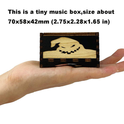 Wood Music Box Wind Up Laser Engraved Halloween Christmas Musical Gift