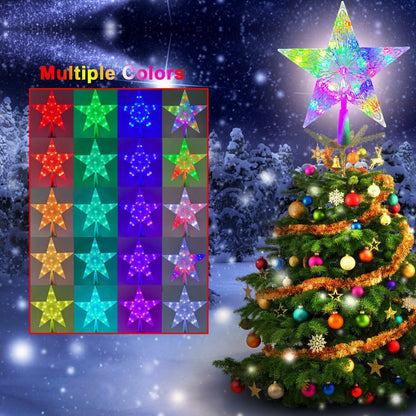 LED Christmas Tree Topper Star 9in Color Changing w/Remote USB Plug