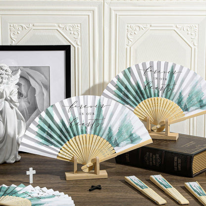 Threehoney 25pcs Funeral Memorial Folding Fans Sympathy Condolence Gifts