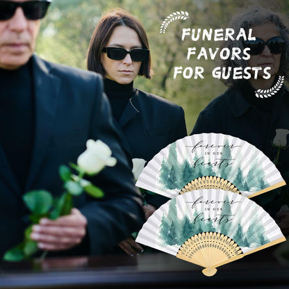 Threehoney 25pcs Funeral Memorial Folding Fans Sympathy Condolence Gifts