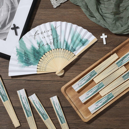 Threehoney 25pcs Funeral Memorial Folding Fans Sympathy Condolence Gifts