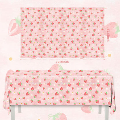 HAKOTI 3 Pack Strawberry Tablecloth Berry Theme Birthday Party Decor