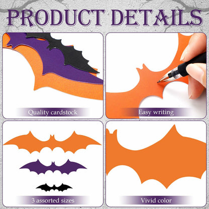 Maitys 36pcs Halloween Bat Cutouts Paper Wall Decor Stickers