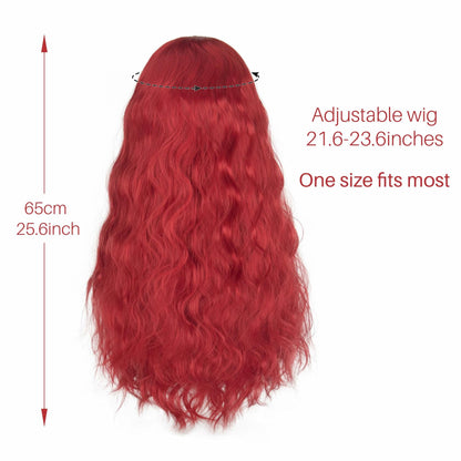 Miss U Hair Long Wavy Red Wig Women Middle Part Hair Clips Cosplay Halloween