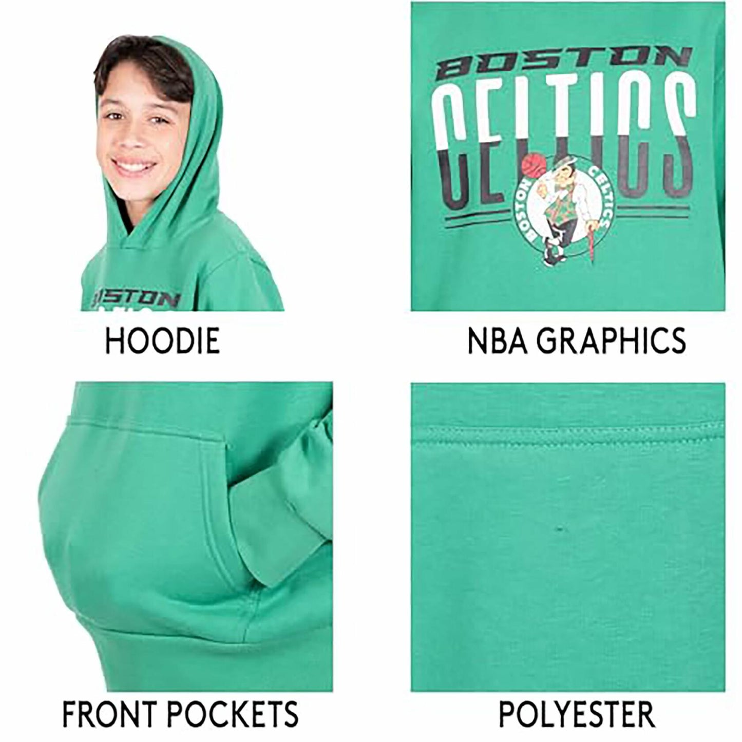 Ultra Game Boys MVP Pullover Hoodie Milwaukee Bucks Team Color Green 14-16