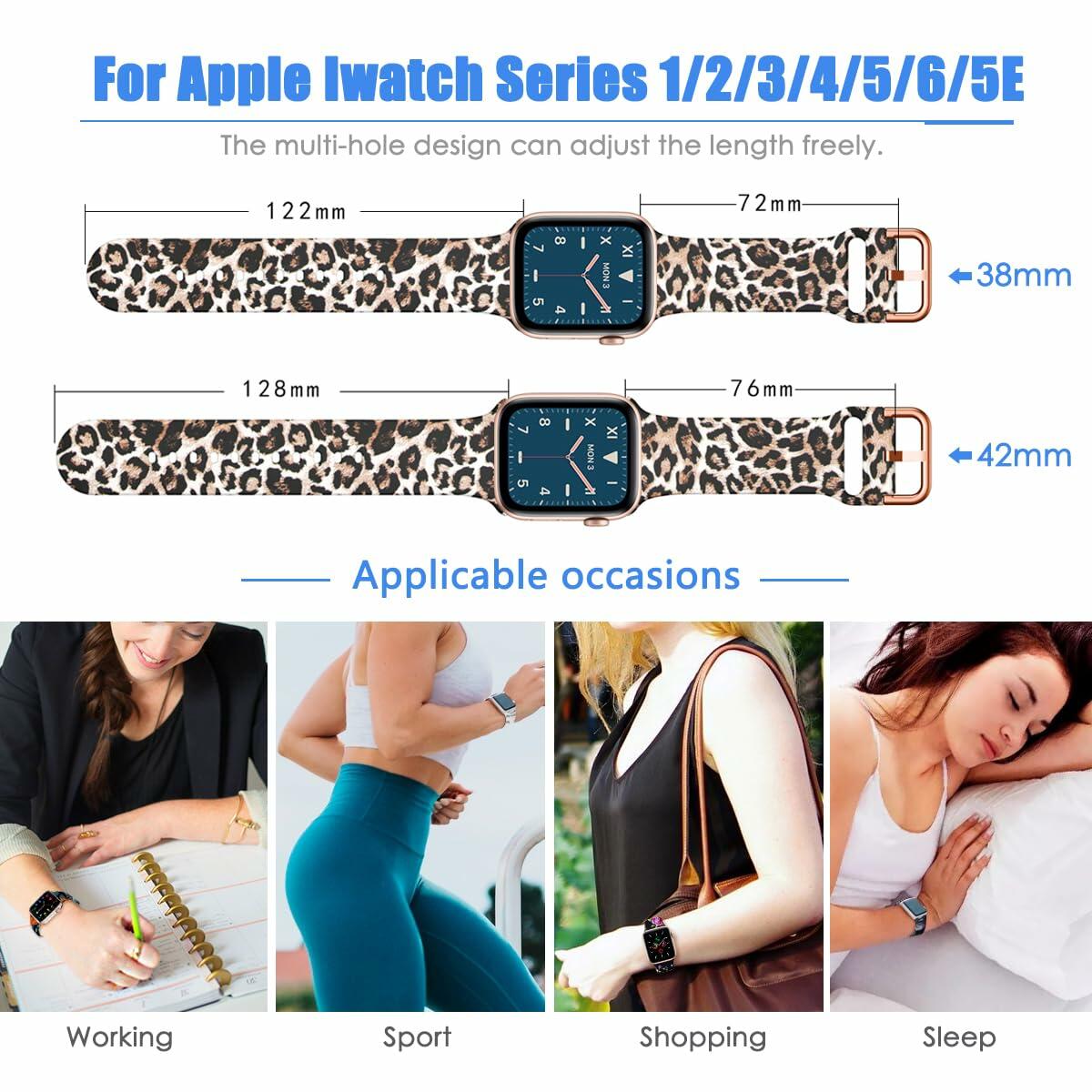 Silicone Band for Apple Watch 38-49mm Adjustable Sport Strap Unisex