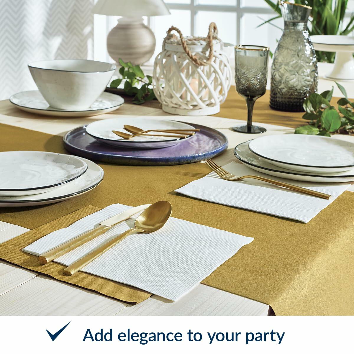PAW White Linen Feel Paper Napkins 50PCS 16x16 Disposable Cloth Like Party