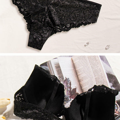 Lace Lingerie Set T-Shirt Bra Carbon Silver Print Bandeau Bra Black Size XL