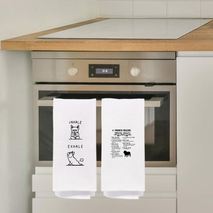 NEGIGA French Bulldog Kitchen Towels 16x24 Set of 4 Frenchie Mom Gifts