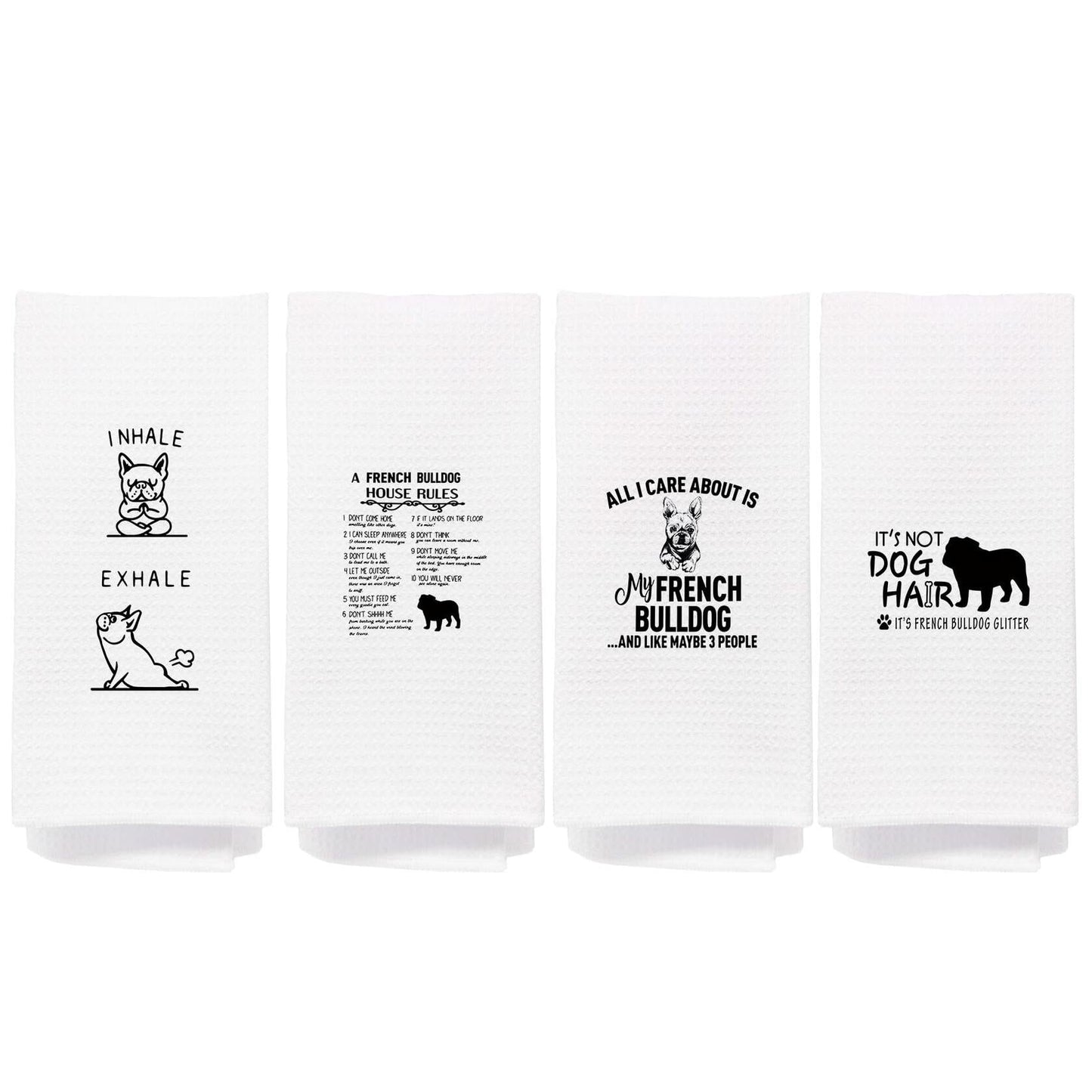 NEGIGA French Bulldog Kitchen Towels 16x24 Set of 4 Frenchie Mom Gifts