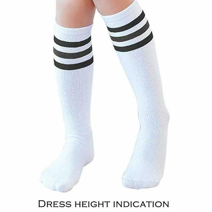 NEVSNEV Knee High Tube Socks Comfortable Breathable Triple Stripes Boys 10-15 YO