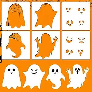 Weysat 8 Pcs Large Ghost Halloween Stencils Reusable for Crafts Yard Art