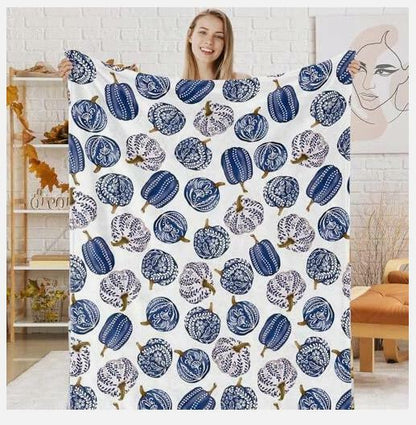 JarThenaAMCS Fall Fuzzy Chinoiserie Pumpkin Throw Blanket 50x60 Inch