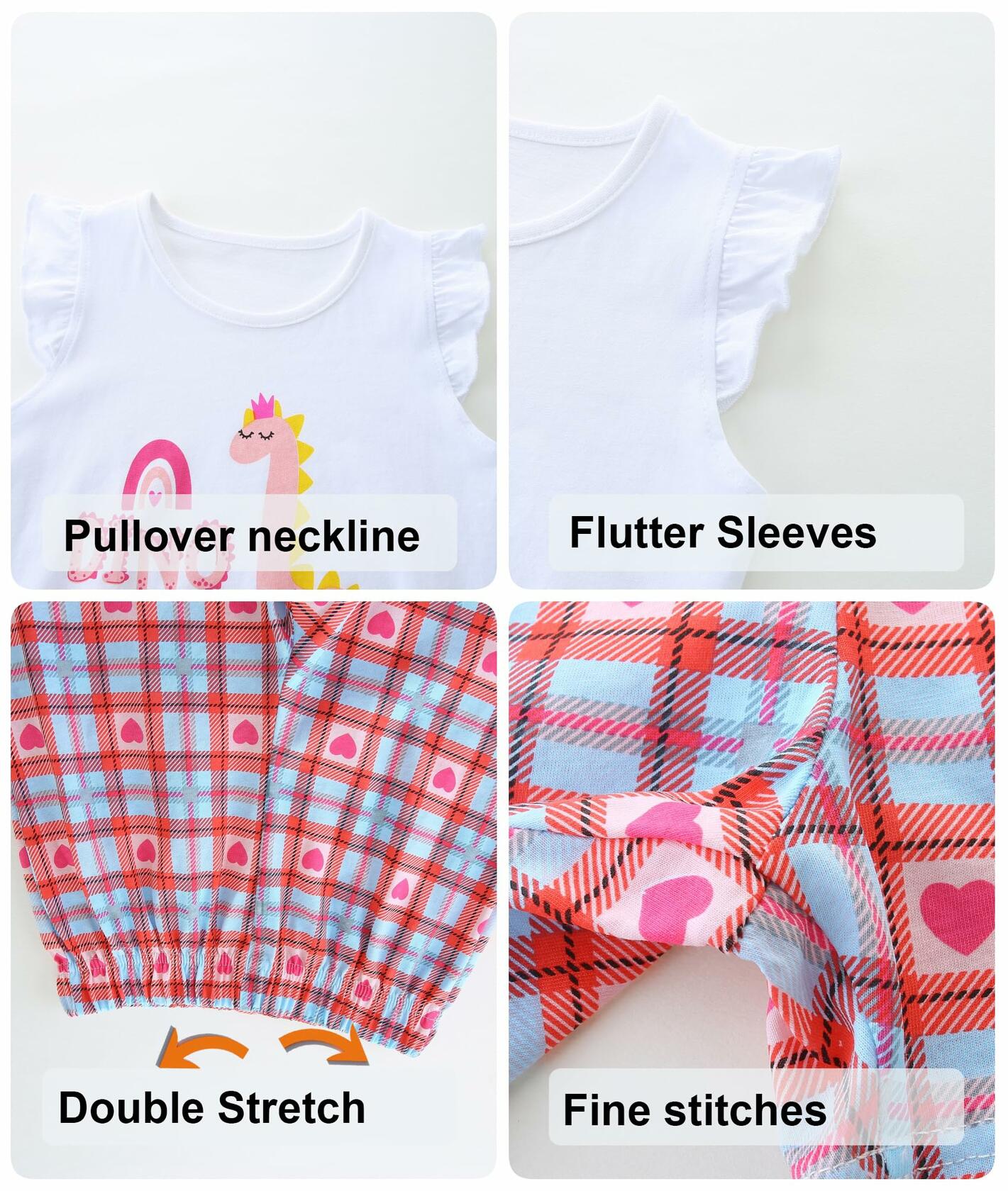 Zlwse Toddler Girls Cotton Flutter Sleeve Tank Top & Shorts Set Size 7Y