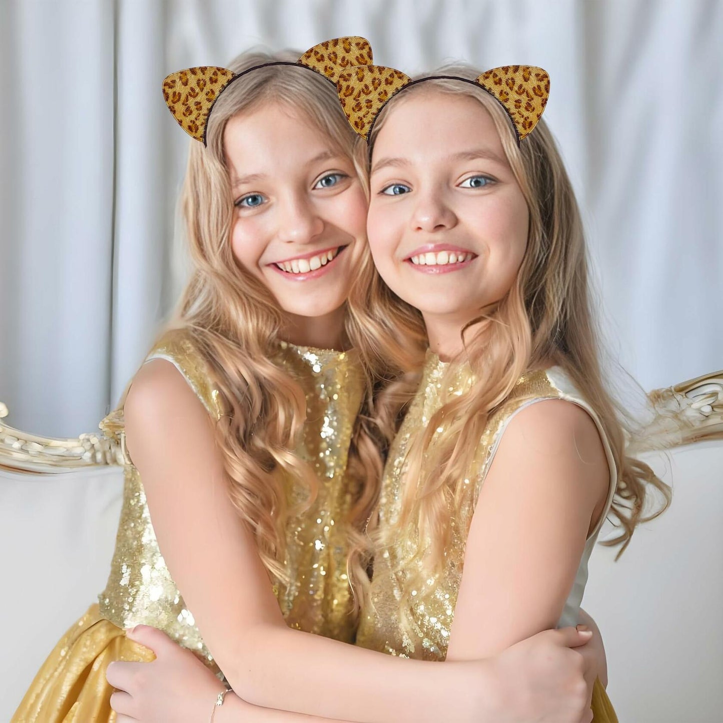 IGMaryBox Cat Ears Headband Black Velvet Leopard Print Animal Hairband
