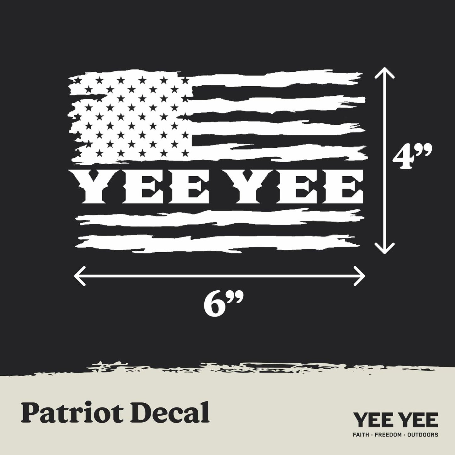 Yee Yee American Flag Vinyl Decal Patriotic Sticker 6x3in Patriot