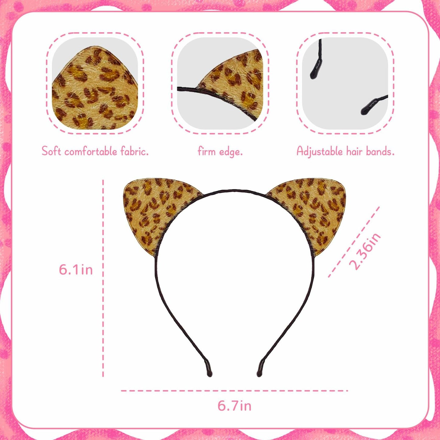 IGMaryBox Cat Ears Headband Black Velvet Leopard Print Animal Hairband