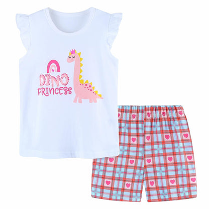 Zlwse Toddler Girls Cotton Flutter Sleeve Tank Top & Shorts Set Size 7Y