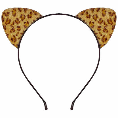 IGMaryBox Cat Ears Headband Black Velvet Leopard Print Animal Hairband