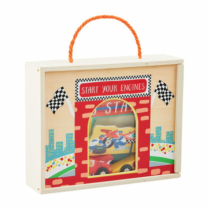 Mud Pie Children Wood Racecar Boxed Set 3.5lbs Toy Gift