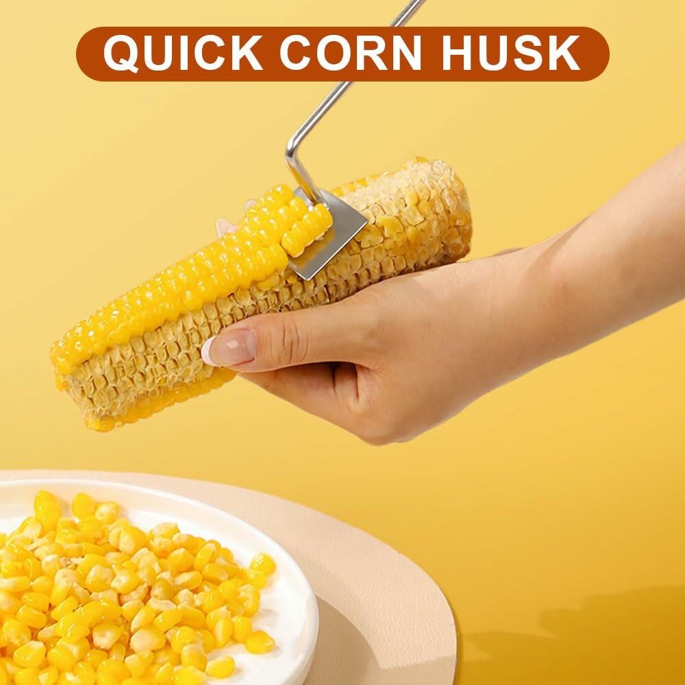 Wegodal Stainless Steel Corn Stripping Tool Long Handle Kitchen Peeler A-1Pcs