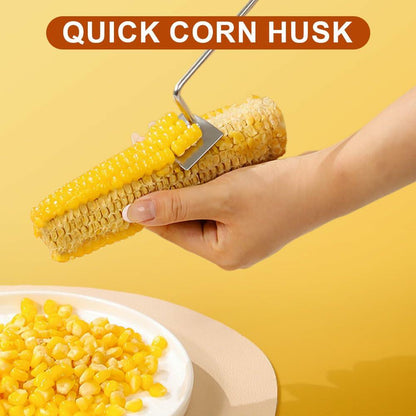 Wegodal Stainless Steel Corn Stripping Tool Long Handle Kitchen Peeler A-1Pcs