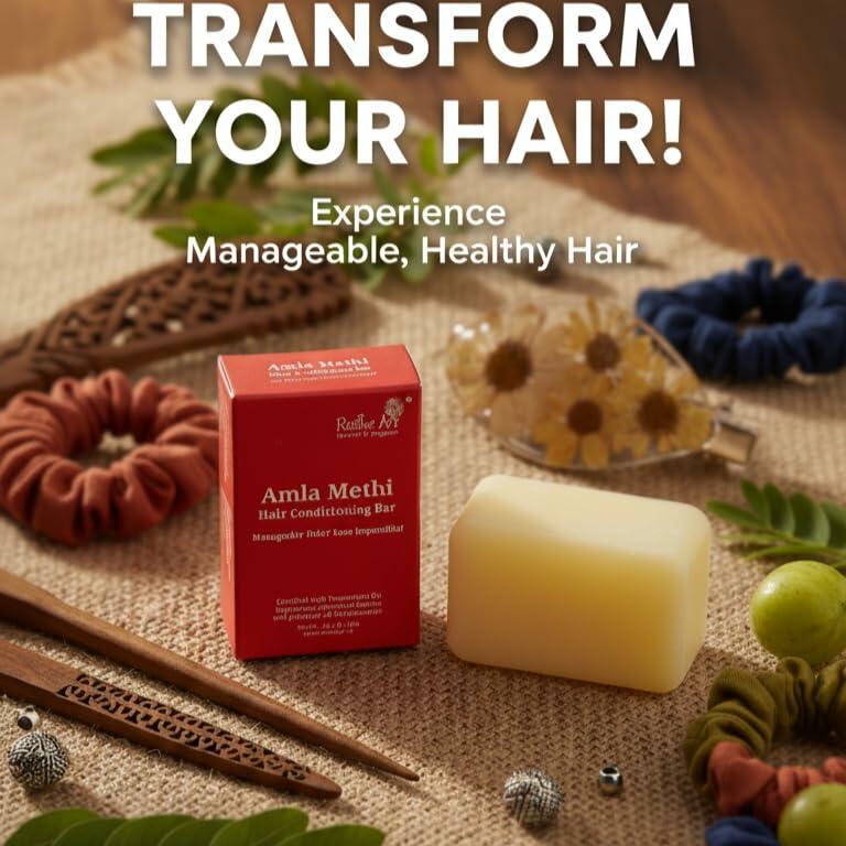 Rustic Art Amla Methi Hair Conditioning Bar Sulphate Silicone Free