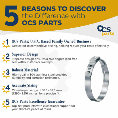 OCS Parts Oetiker Ear Clamps 167 Series 304 Stainless Steel 38.5mm 10 Pack
