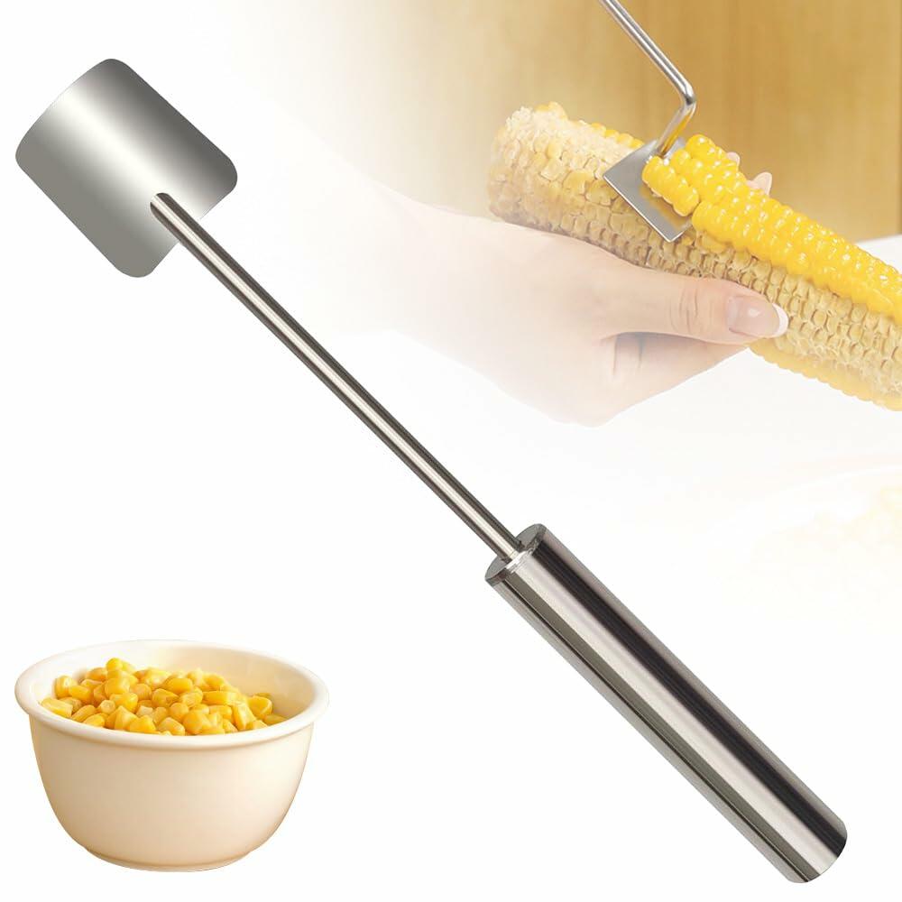 Wegodal Stainless Steel Corn Stripping Tool Long Handle Kitchen Peeler A-1Pcs