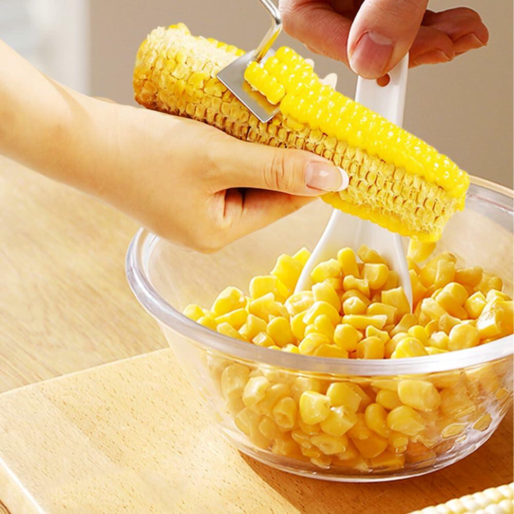Wegodal Stainless Steel Corn Stripping Tool Long Handle Kitchen Peeler A-1Pcs