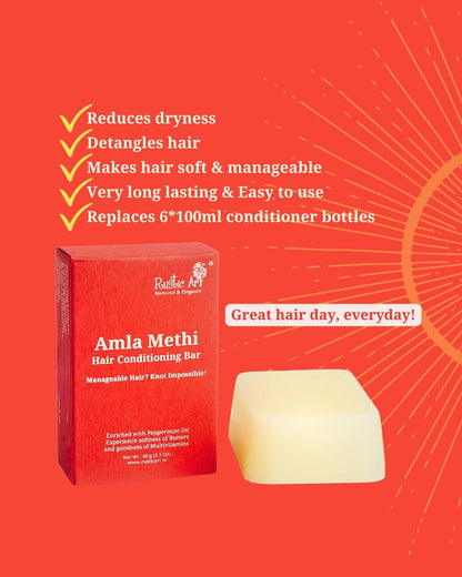 Rustic Art Amla Methi Hair Conditioning Bar Sulphate Silicone Free