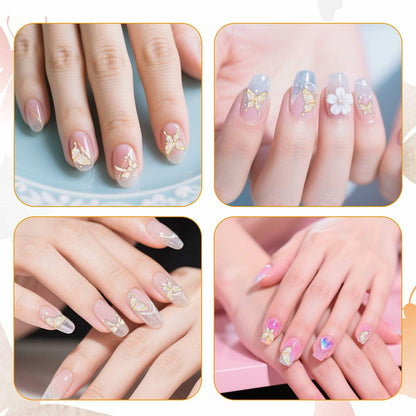 Prasacco Butterfly Nail Stickers 5D Embossed Gold Shell Nail Art Decals