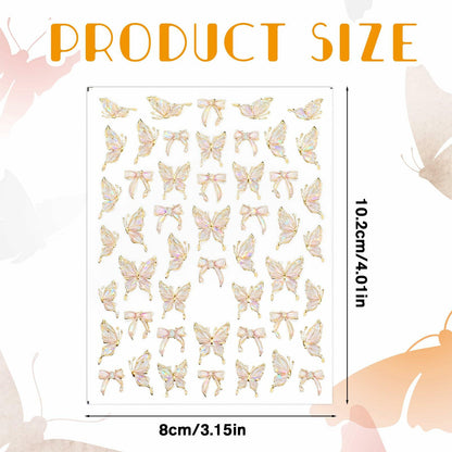 Prasacco Butterfly Nail Stickers 5D Embossed Gold Shell Nail Art Decals