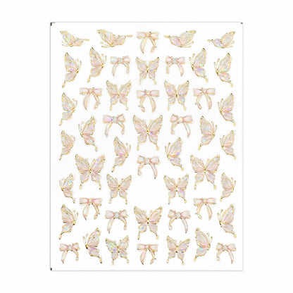 Prasacco Butterfly Nail Stickers 5D Embossed Gold Shell Nail Art Decals