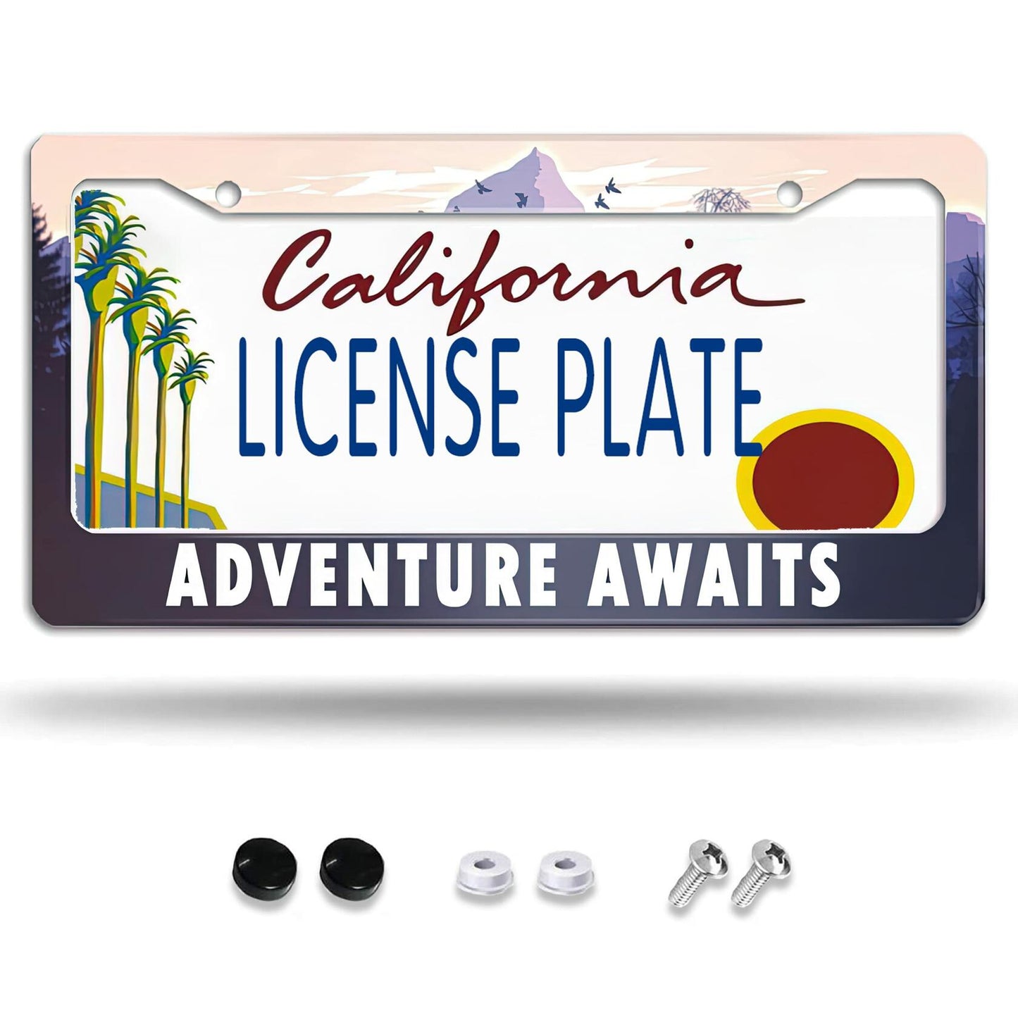 Larkverk Mountains License Plate Frame Aluminum Stainless 12x6 US Standard
