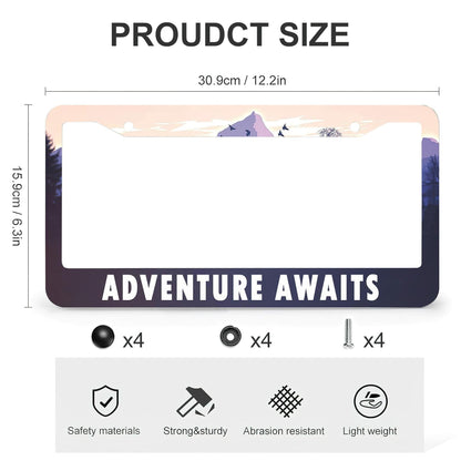 Larkverk Mountains License Plate Frame Aluminum Stainless 12x6 US Standard