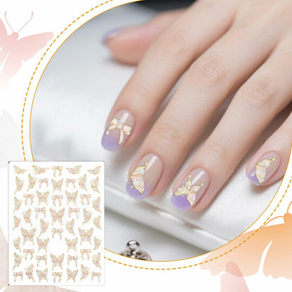 Prasacco Butterfly Nail Stickers 5D Embossed Gold Shell Nail Art Decals