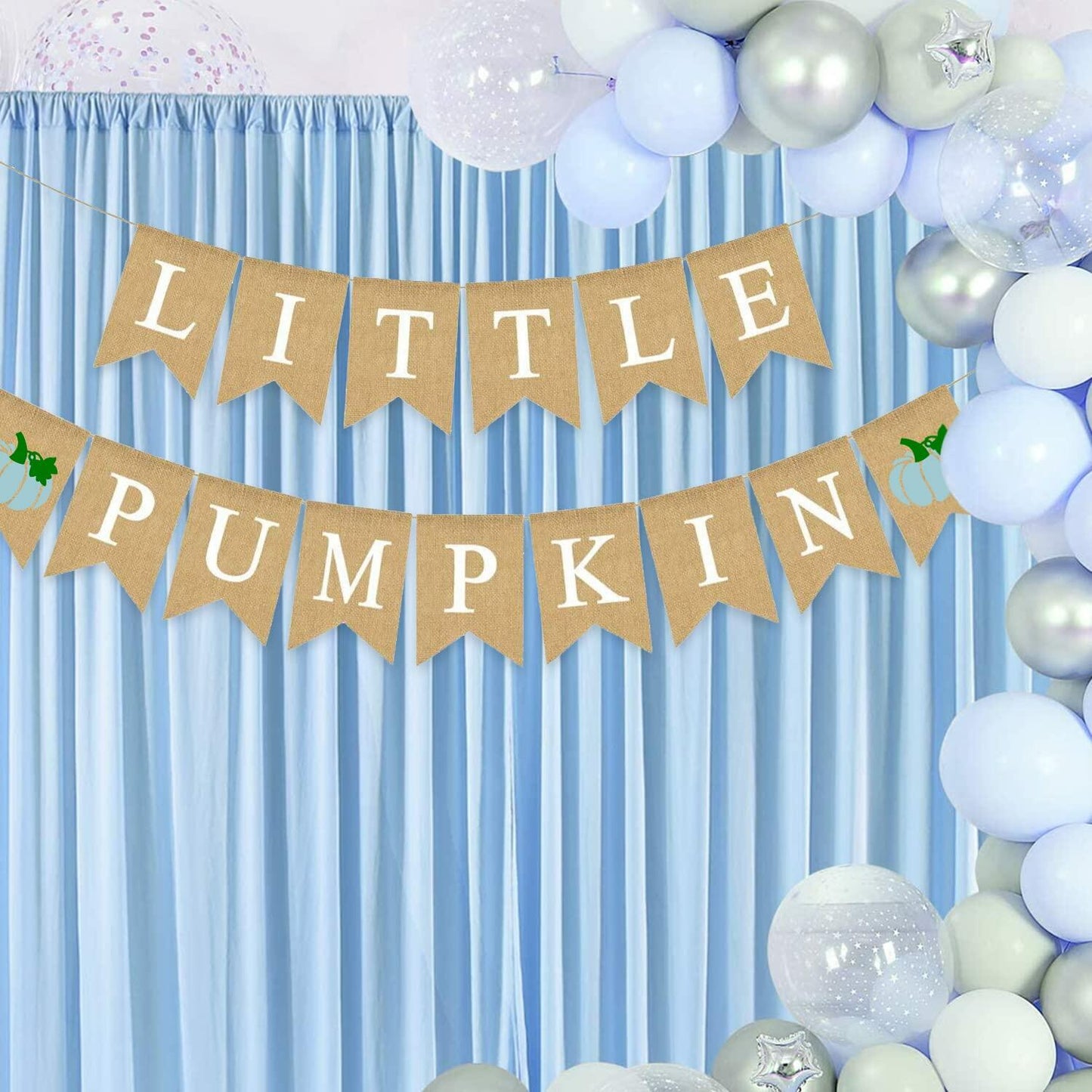 Gankbite Blue Pumpkin Burlap Banner Baby Shower Garland Rustic Harvest