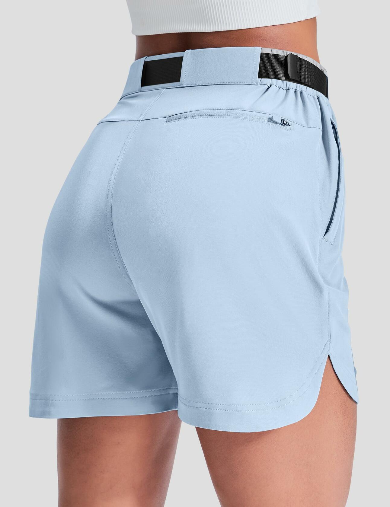 Haimont Womens Hiking Shorts 5" Zipper Pockets Quick Dry Light Blue Size M