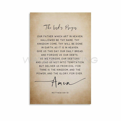 Generic The Lord's Prayer Bible Verse Canvas Wall Art 12x18in Unframed