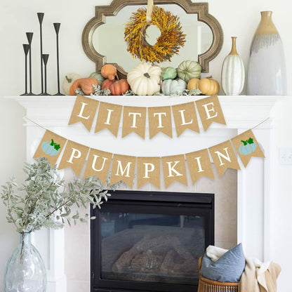 Gankbite Blue Pumpkin Burlap Banner Baby Shower Garland Rustic Harvest