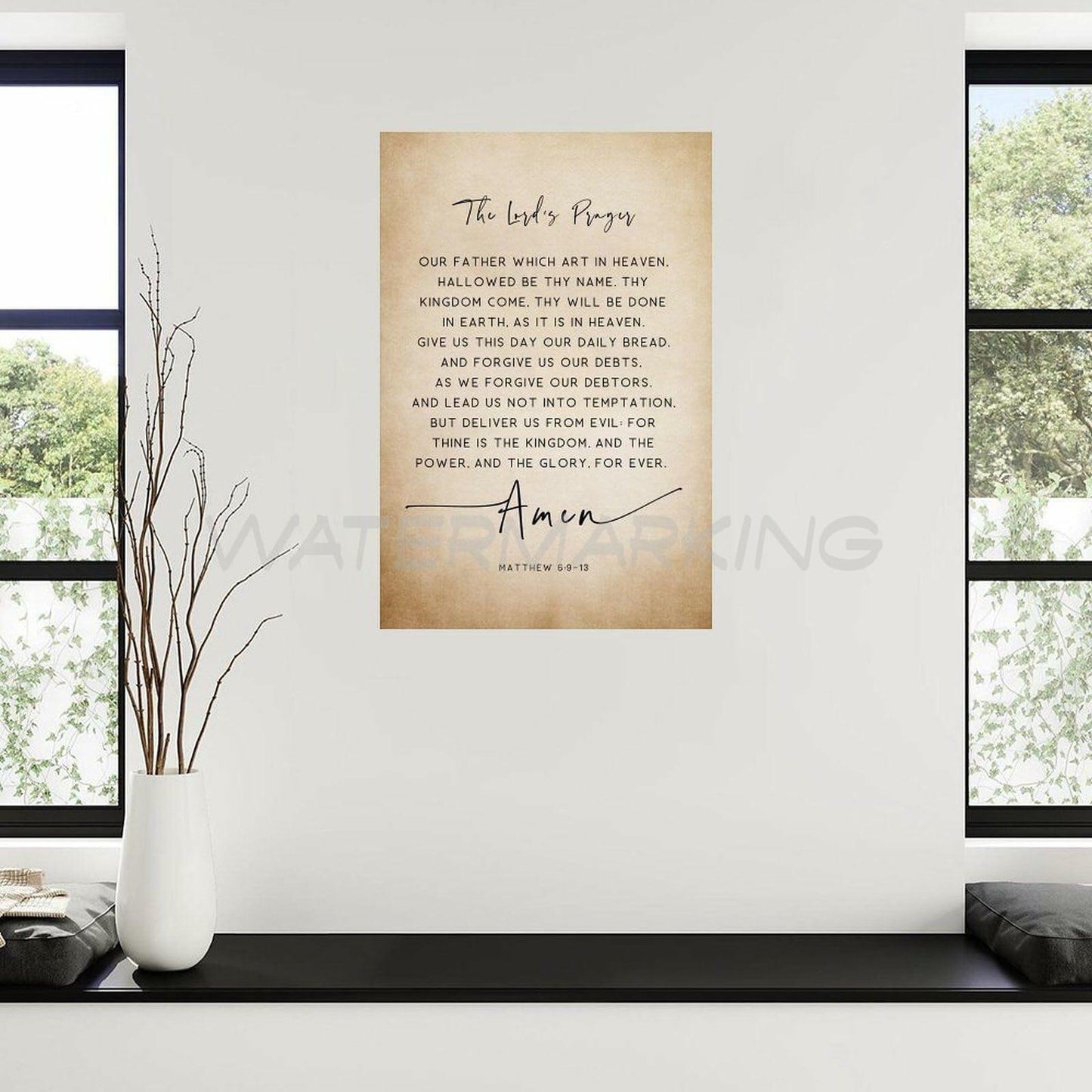 Generic The Lord's Prayer Bible Verse Canvas Wall Art 12x18in Unframed